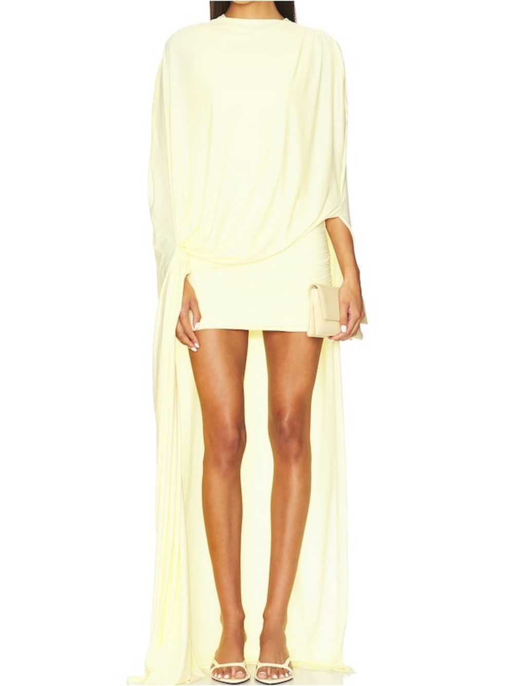 Deme by Gabriella Alexandra Mini Dress Butter Yellow Draped Resort Cocktail NWT